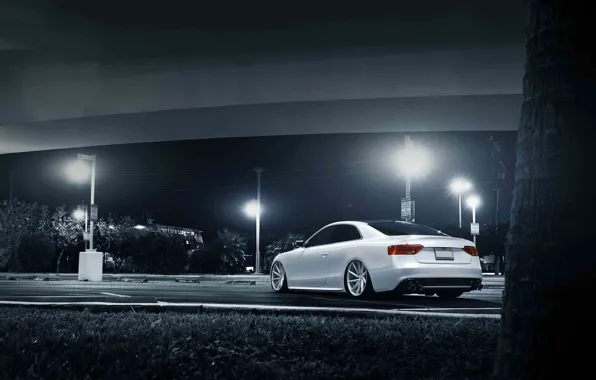 Picture Audi, white, stance, vossen wheels