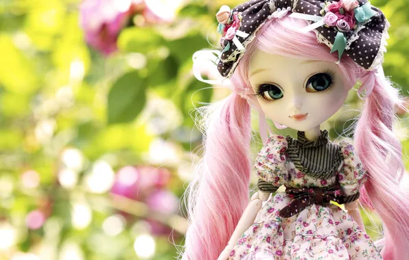 Picture nature, toy, doll, pink, curls