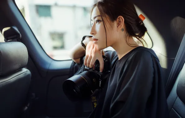 Girl, camera, Asian