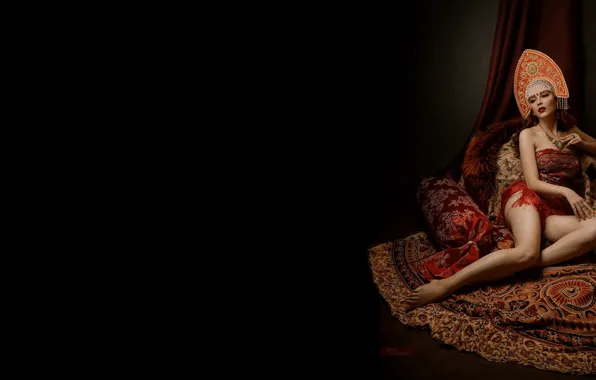Legs, Beauty, Shawl, Kokoshnik, Anna Telysheva, Eric Burhani