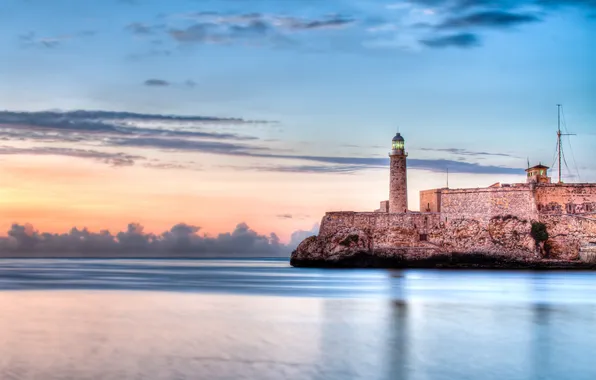 Sea, the evening, fortress, Cuba