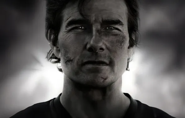 Portrait, black and white, agent, action, poster, Tom Cruise, Tom Cruise, Ethan Hunt