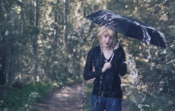 Picture girl, rain, the situation, umbrella