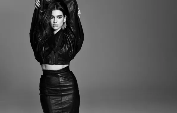 Picture look, girl, style, photo, figure, jacket, black and white, beauty