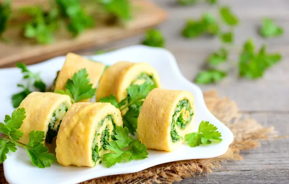Greens, food, figure, roll, appetizer