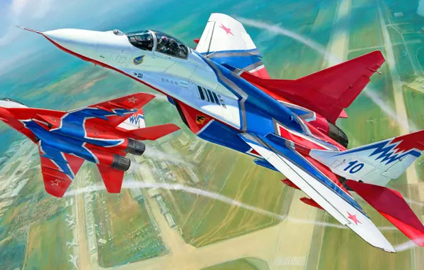 Picture aerobatic team, The MiG-29, Swifts, Fulcrum, OKB MiG, Soviet multipurpose fighter