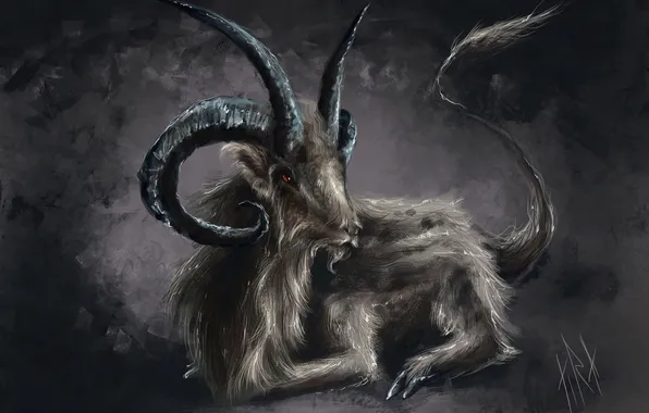 Animal, art, horns, Gory goat