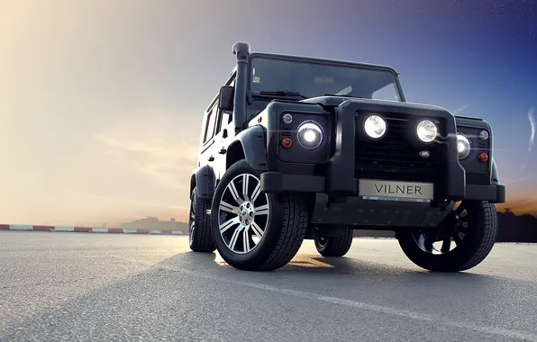 The sky, black, tuning, Land Rover, tuning, the front, Defender, Land Rover