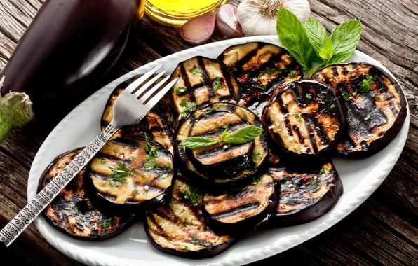 Eggplant, grill, Basil