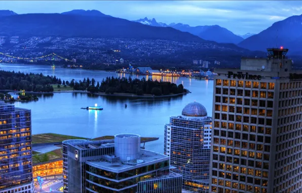 Wallpaper Vancouver, Canada, city, night