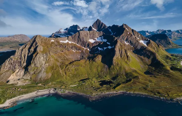 Picture mountains, coast, Norway