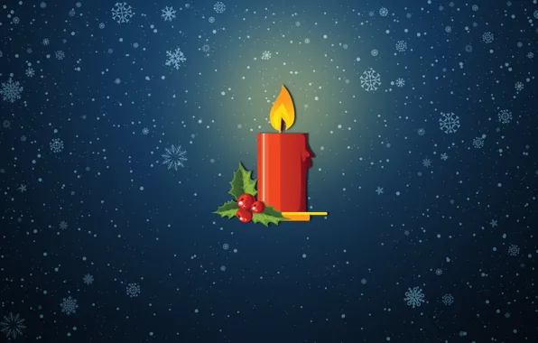 Picture Minimalism, Snow, Fire, Christmas, Snowflakes, Background, New year, Holiday