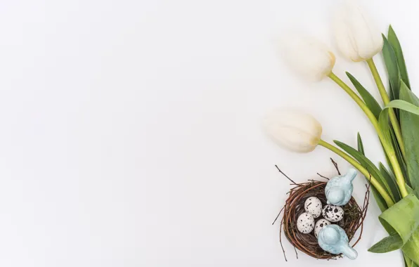 Holiday, spring, Easter, tulips, composition