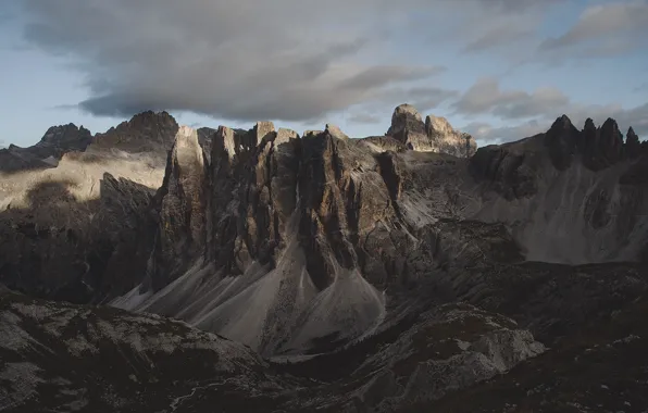 The sky, clouds, mountains, nature, rocks