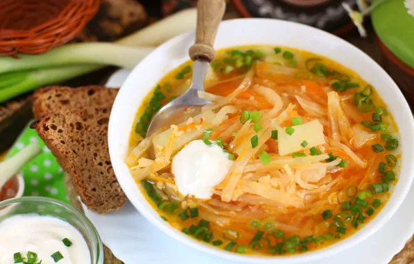 Bow, bread, sour cream