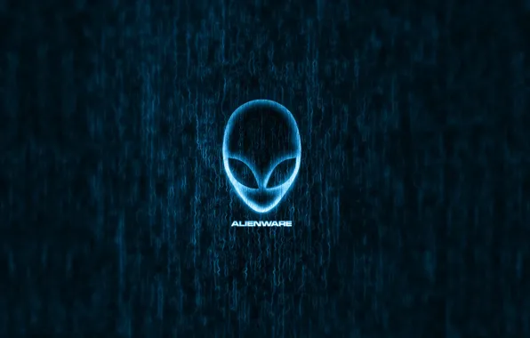 Logo, alien, blue, brand, head, alienware