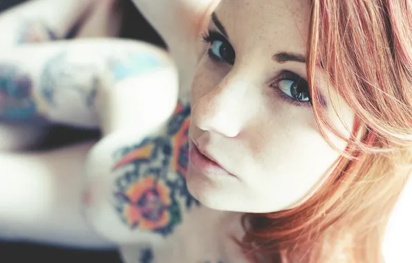 Look, tattoo, red, red, tatoo, hair