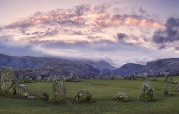 Mountains, stones, Castlerigg Stone Circle, Castlerigg