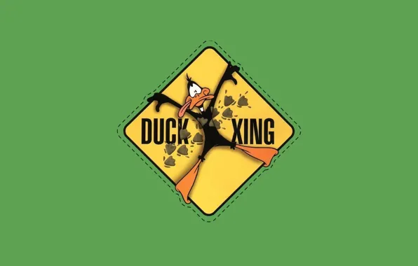 Picture green, minimalism, looney tunes, daffy duck