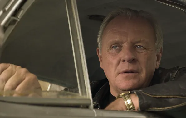 Picture look, face, background, the film, male, actor, in the car, Anthony Hopkins