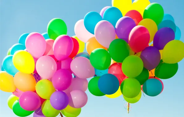 Balls, balloons, colorful, happy, sky, balloons