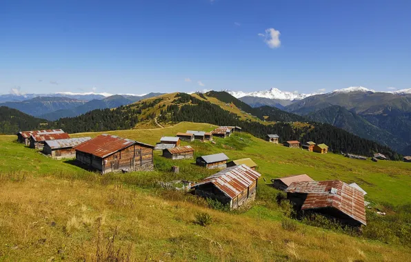 Mountain, village, turkey, plateau, Kackar