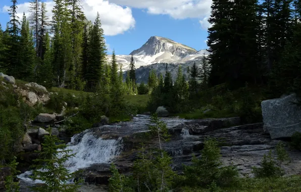 Picture mountains, river, Northeast Oregon