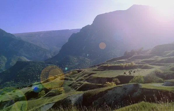 Autumn, mountains, ray, Dagestan
