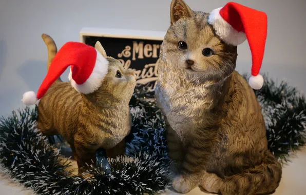 Cats, kitty, background, holiday, toys, new year, pussy, Christmas