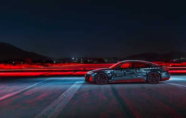 Light, Audi, coupe, the evening, side view, 2020, RS e-Tron GT Prototype