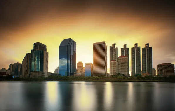 Picture water, the city, Thailand, Bangkok, skyscrapers