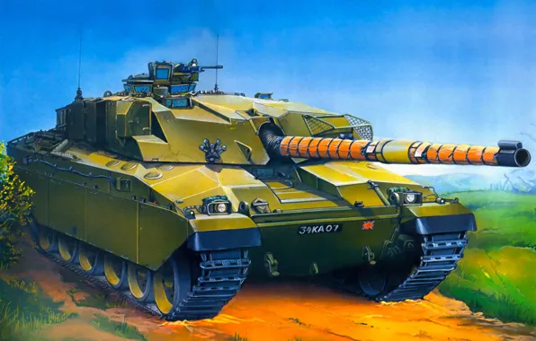 Picture war, art, painting, Challenger tank