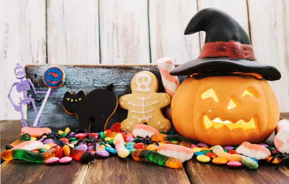 Letters, holiday, spider, hat, pumpkin, Halloween, cookies, marmalade