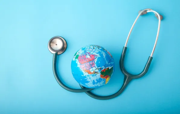 Globe, medicine, stethoscope