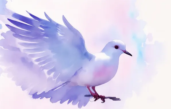 Birds, bird, figure, dove, feathers, watercolor, pigeons, bird