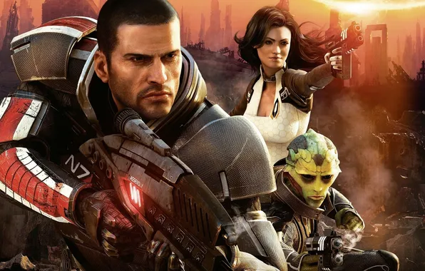 Game, Mass Effect 2, poster, Shepard, space siege