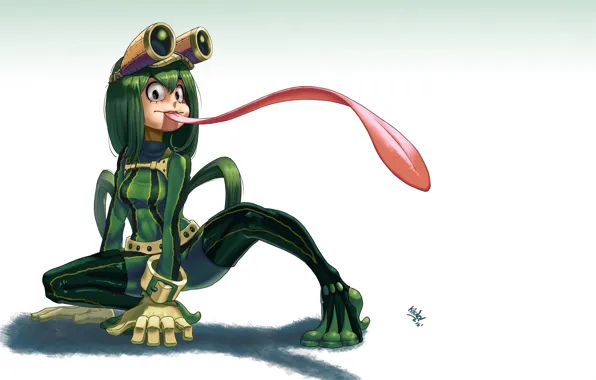 Monster, green, toad, mutant, long tongue, stuck out his tongue, Boku no Hero Academy, bulging …