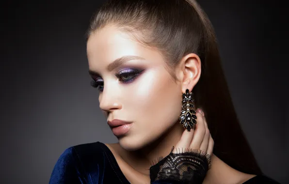 Look, girl, decoration, eyelashes, model, hands, makeup, hairstyle