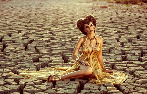 Chest, look, girl, decoration, cracked, pose, style, earth