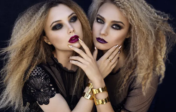 Girls, beautiful, models, makeup, jewelry, fashionable