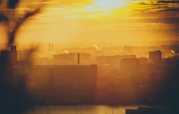 The sun, macro, sunset, the city, the building, building, home, silhouette