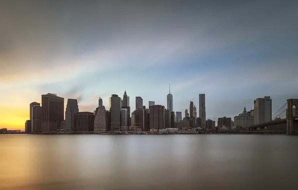The city, sunset, Manhattan
