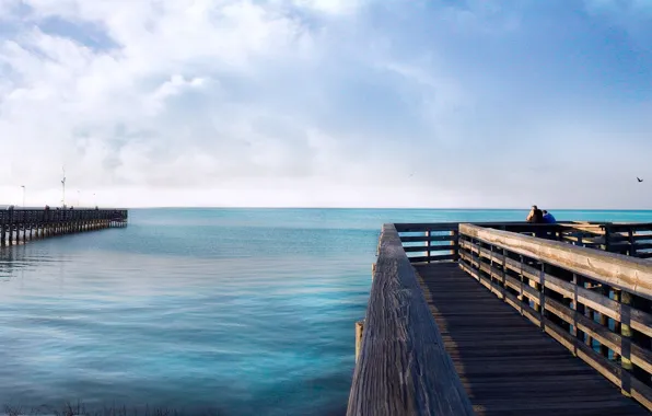 Picture sea, water, pier, Pierce, horizon