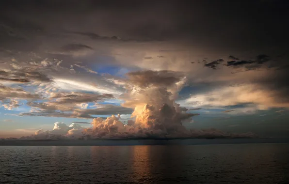 Sea, the storm, wave, the sky, landscape, clouds, storm, nature