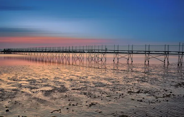 Landscape, sunset, bridge, nature