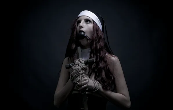 Girl, cross, gag