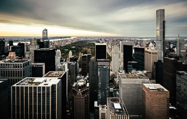 The sky, clouds, the city, overcast, building, home, dal, New York