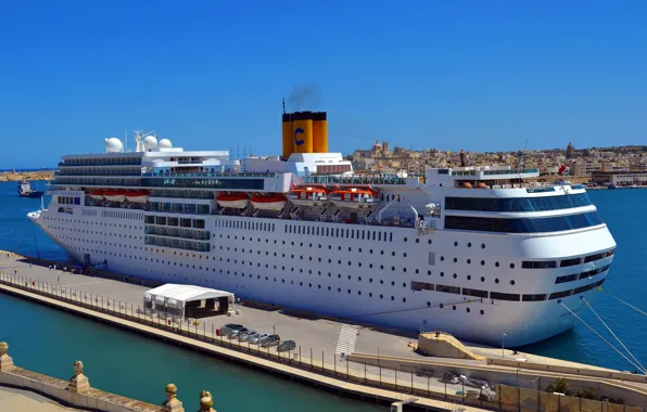 Photo, ship, pier, pierce, cruise liner, Costa neo-romantic