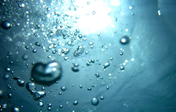 Water, bubbles, blue