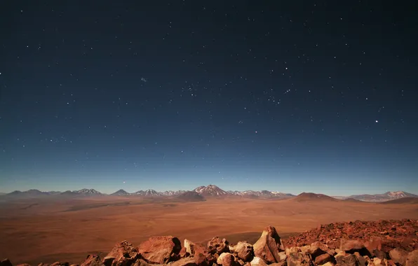 The sky, stars, mountains, plain, Chile